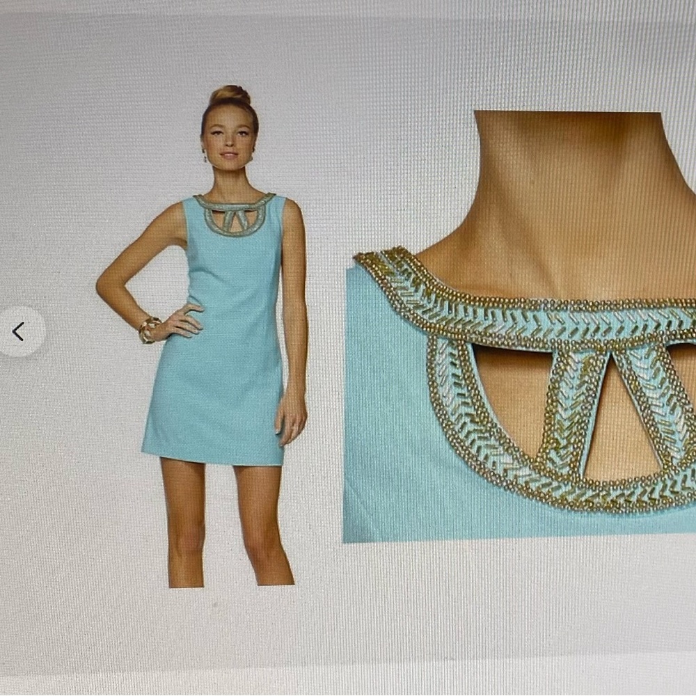Lilly Pulitzer LANE Shorely Blue beaded shift dress